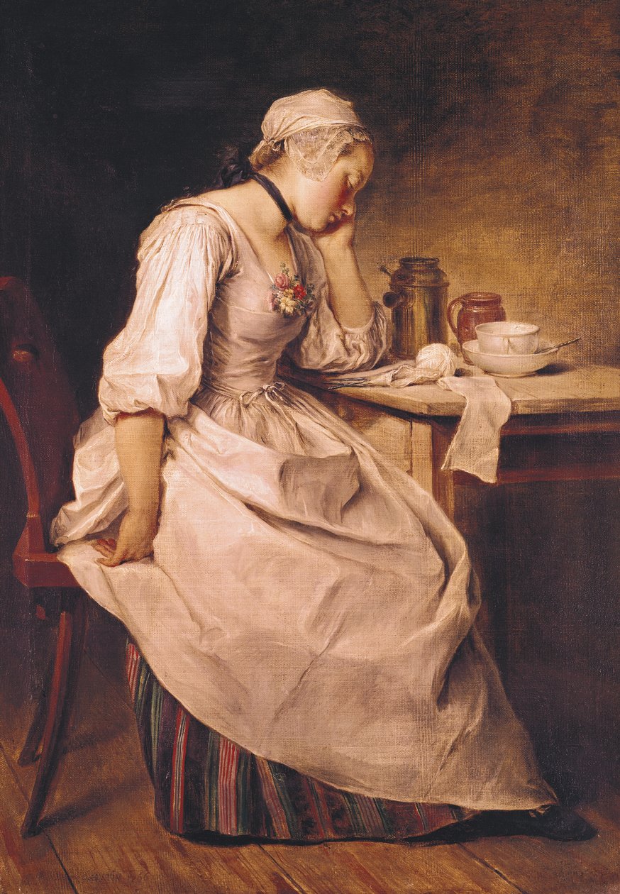 Młoda kobieta śpiąca autorstwa Charles Francois Hutin
