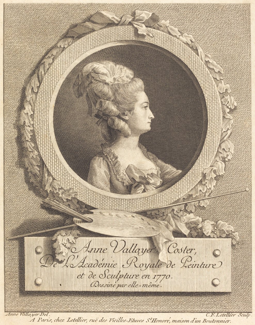 Anne Vallayer-Coster autorstwa Charles Francois Le Tellier after Anne Vallayer Coster