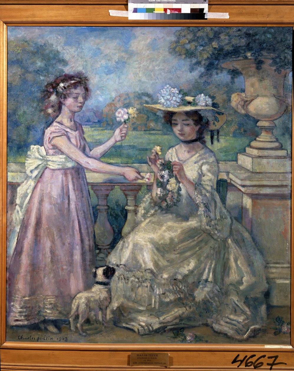 Dwie dziewczyny na tarasie. Malarstwo Charlesa Francois Prospera Guerina (1875-1939) autorstwa Charles Francois Prosper Guerin