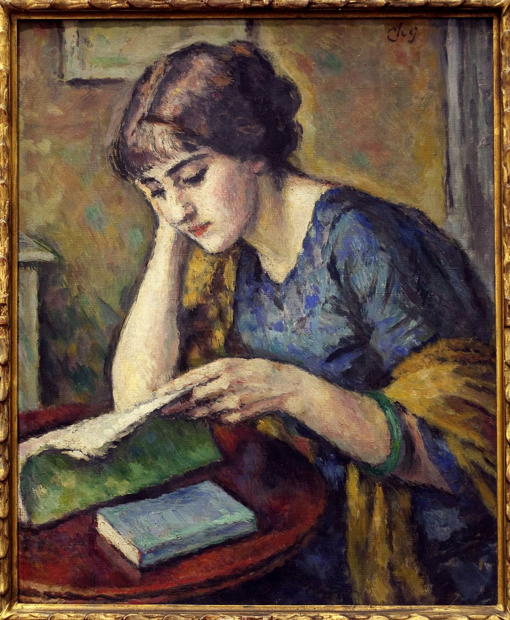 Czytanie. Obraz Charlesa Guerina (1875-1939), olej na płótnie autorstwa Charles Guerin