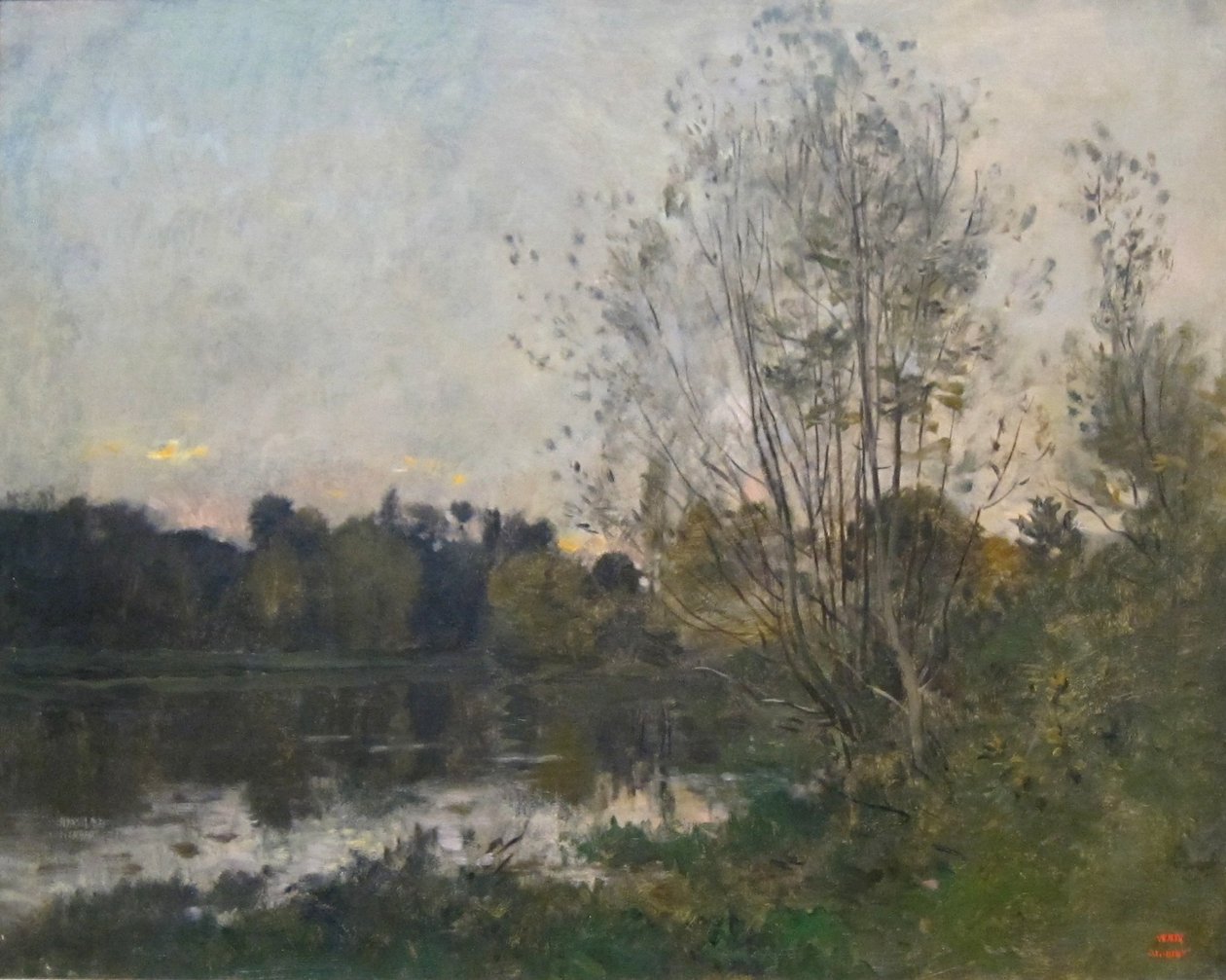 Jezioro w lesie o zmierzchu autorstwa Charles Francois Daubigny