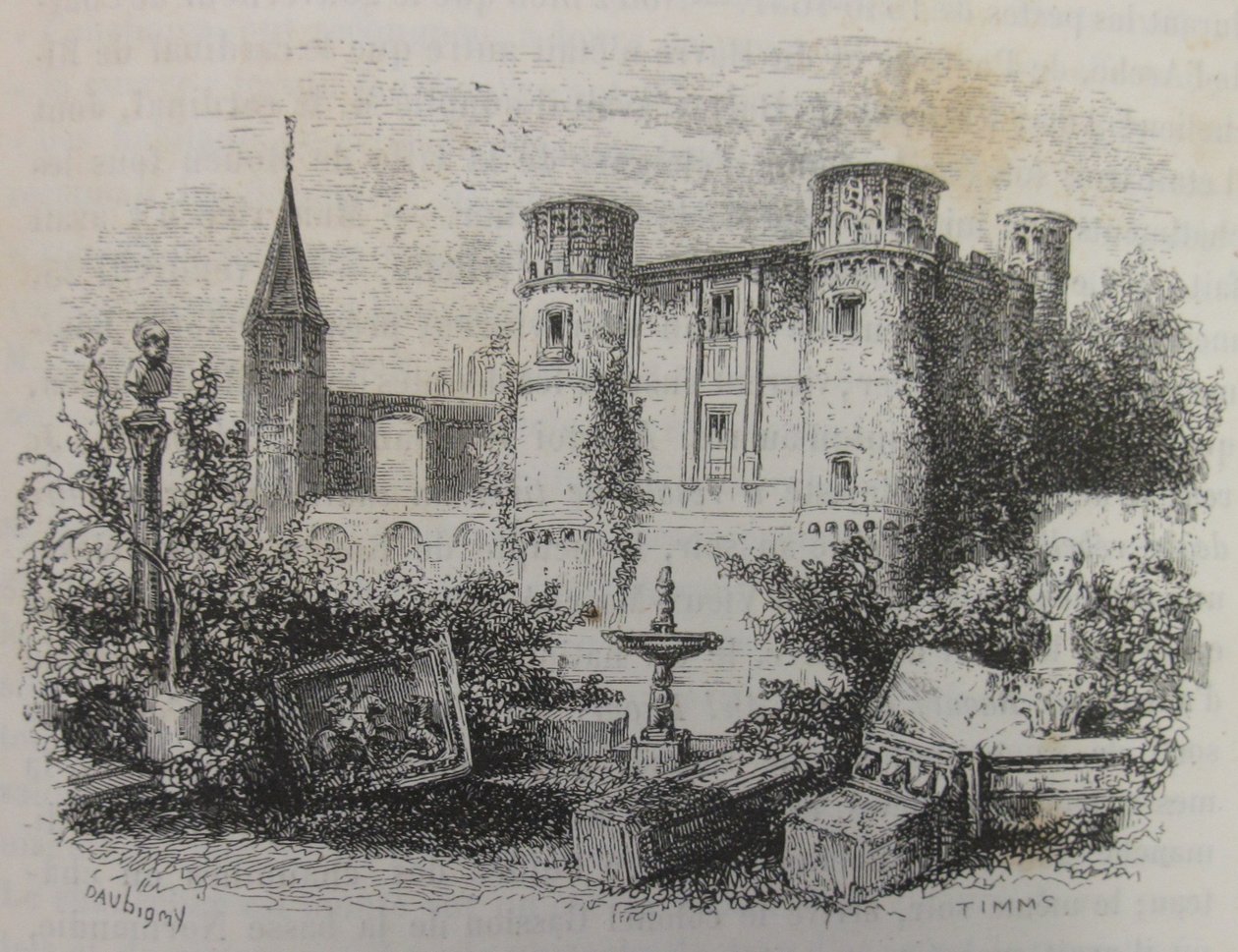 Zamek Gaillon w ruinie autorstwa Charles Francois Daubigny