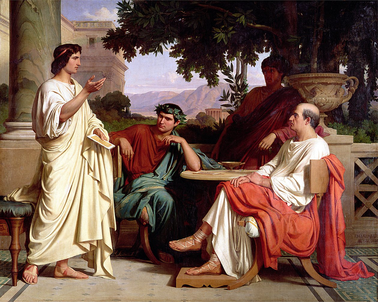 Horacy, Wergiliusz i Warius w domu Mekenasa autorstwa Charles François Jalabert