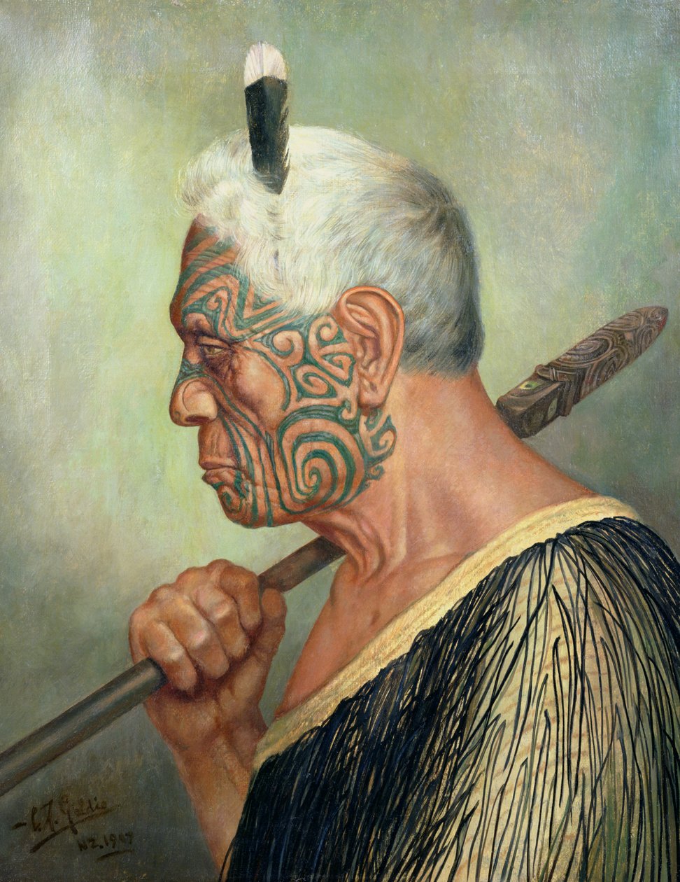 Maoryski wojownik autorstwa Charles Frederick Goldie