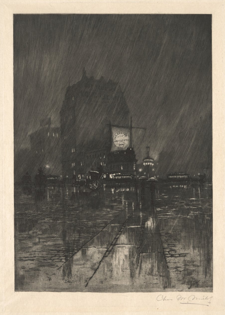 Deszczowa noc, Madison Square autorstwa Charles Frederick William Mielatz