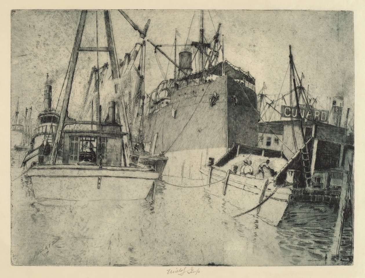 Chelsea Docks, Ładowanie statku, 1907. autorstwa Charles Frederick William Mielatz