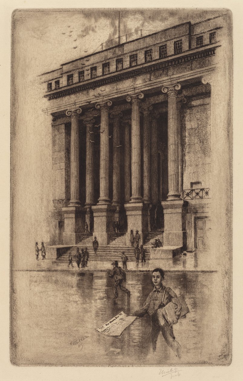 Ganek, Stary Custom House, Wall Street autorstwa Charles Frederick William Mielatz
