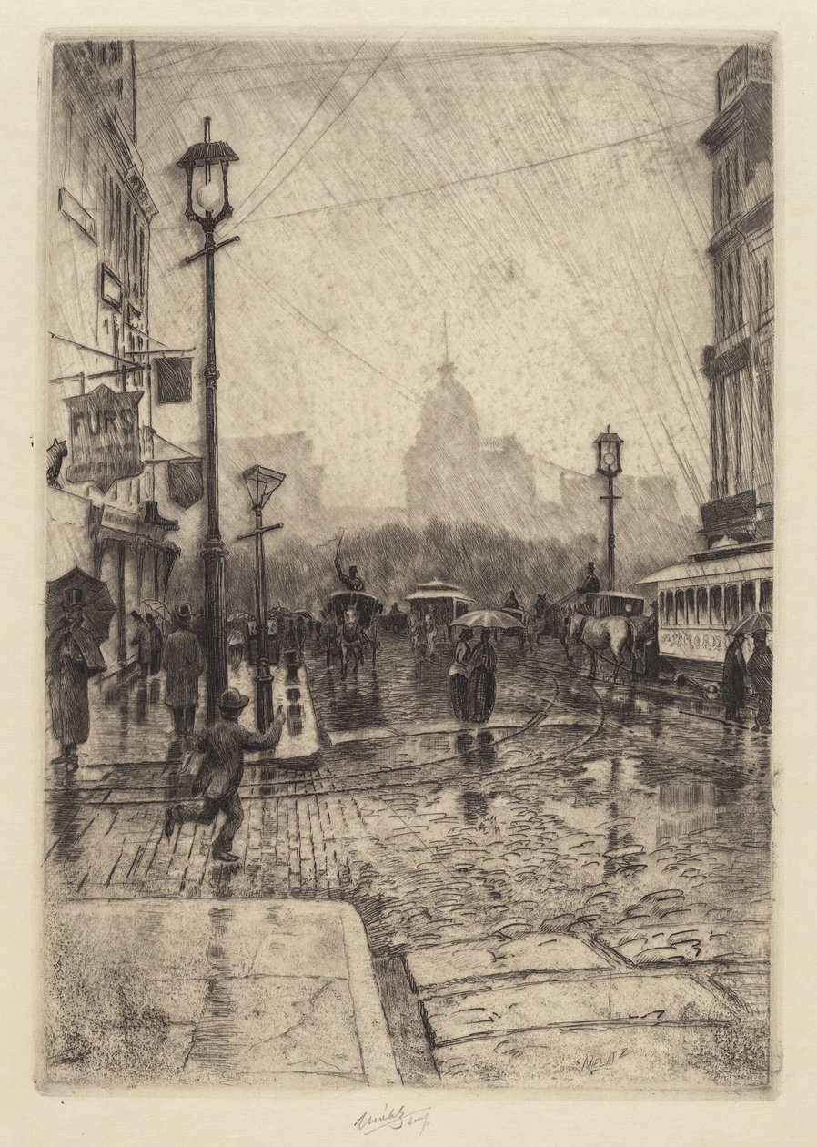 Deszczowy dzień, Broadway autorstwa Charles Frederick William Mielatz