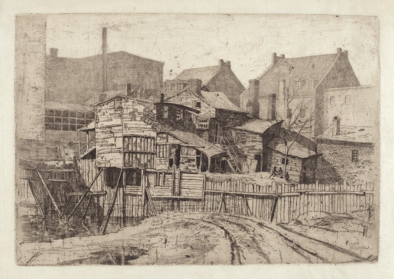 Drewniany dom bez tytułu w mieście, lata 80. XIX wieku. autorstwa Charles Frederick William Mielatz