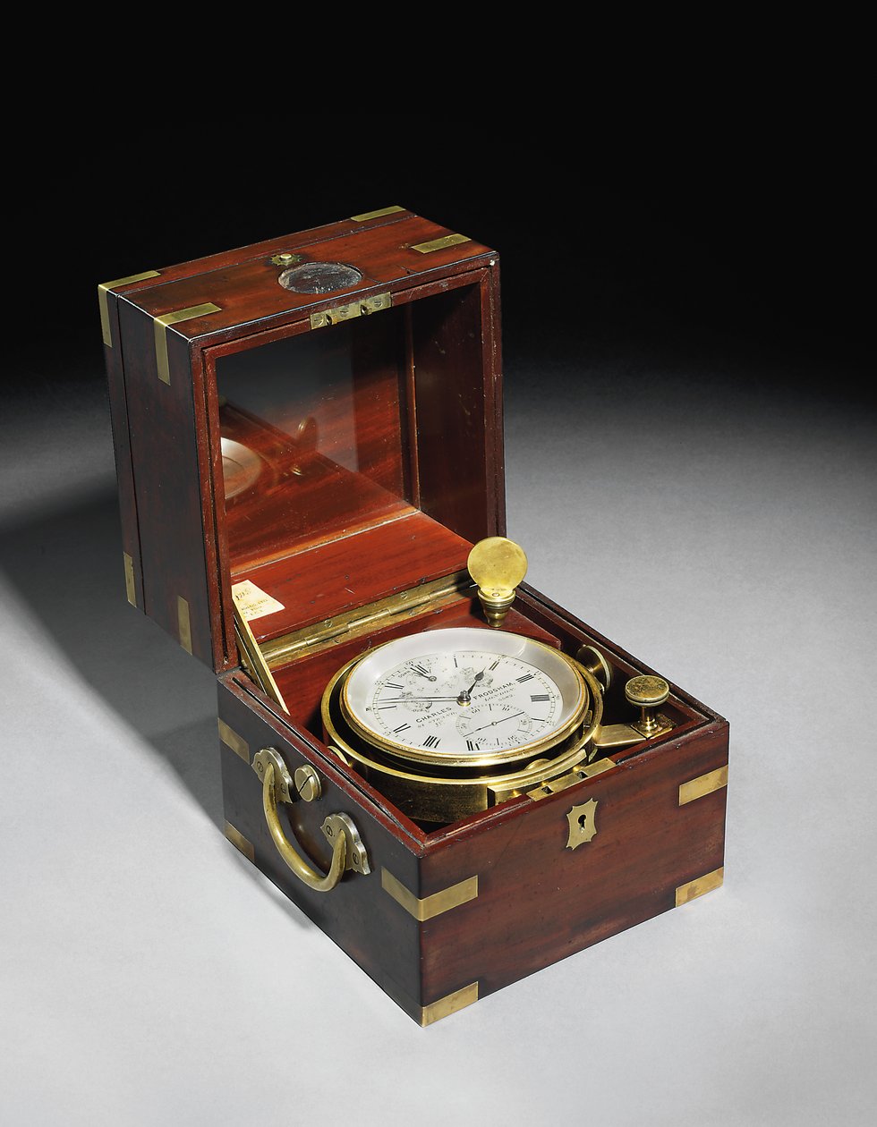 Wiktoriański dwudniowy chronometr morski z wagą Hartnup, ok. 1870 (omontowany z mahoniu i mosiądzu) autorstwa Charles Frodsham