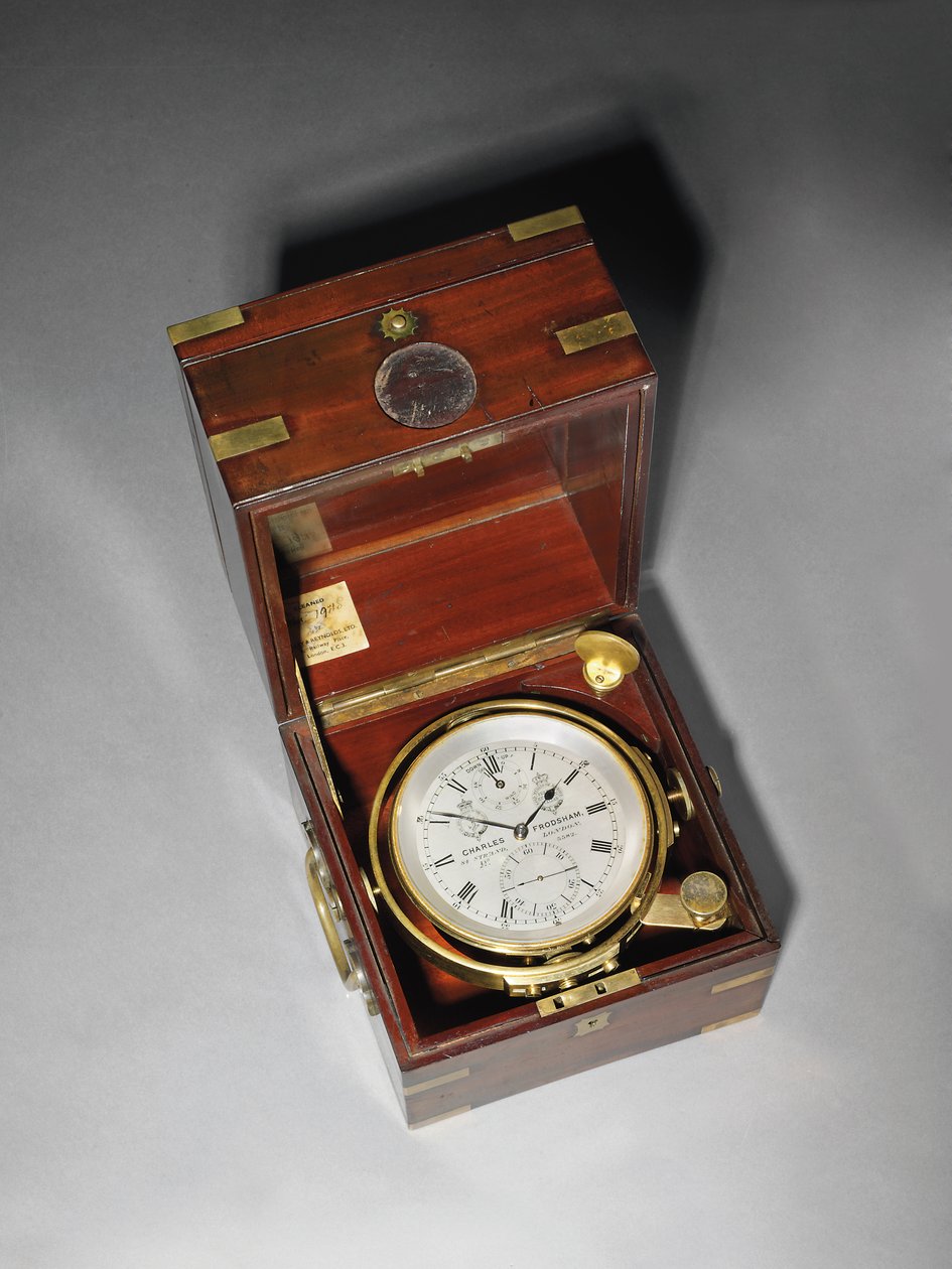 Wiktoriański dwudniowy chronometr morski z wagą Hartnup, ok. 1870 (omontowany z mahoniu i mosiądzu) autorstwa Charles Frodsham