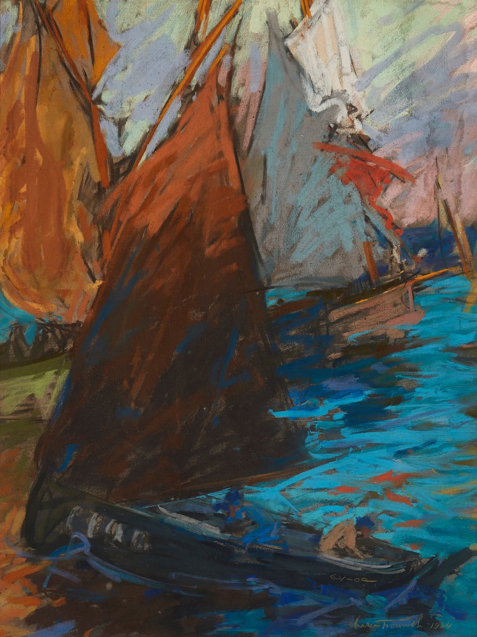 Summer Sailing (pastel na ciemnym papierze) autorstwa Charles Fromuth