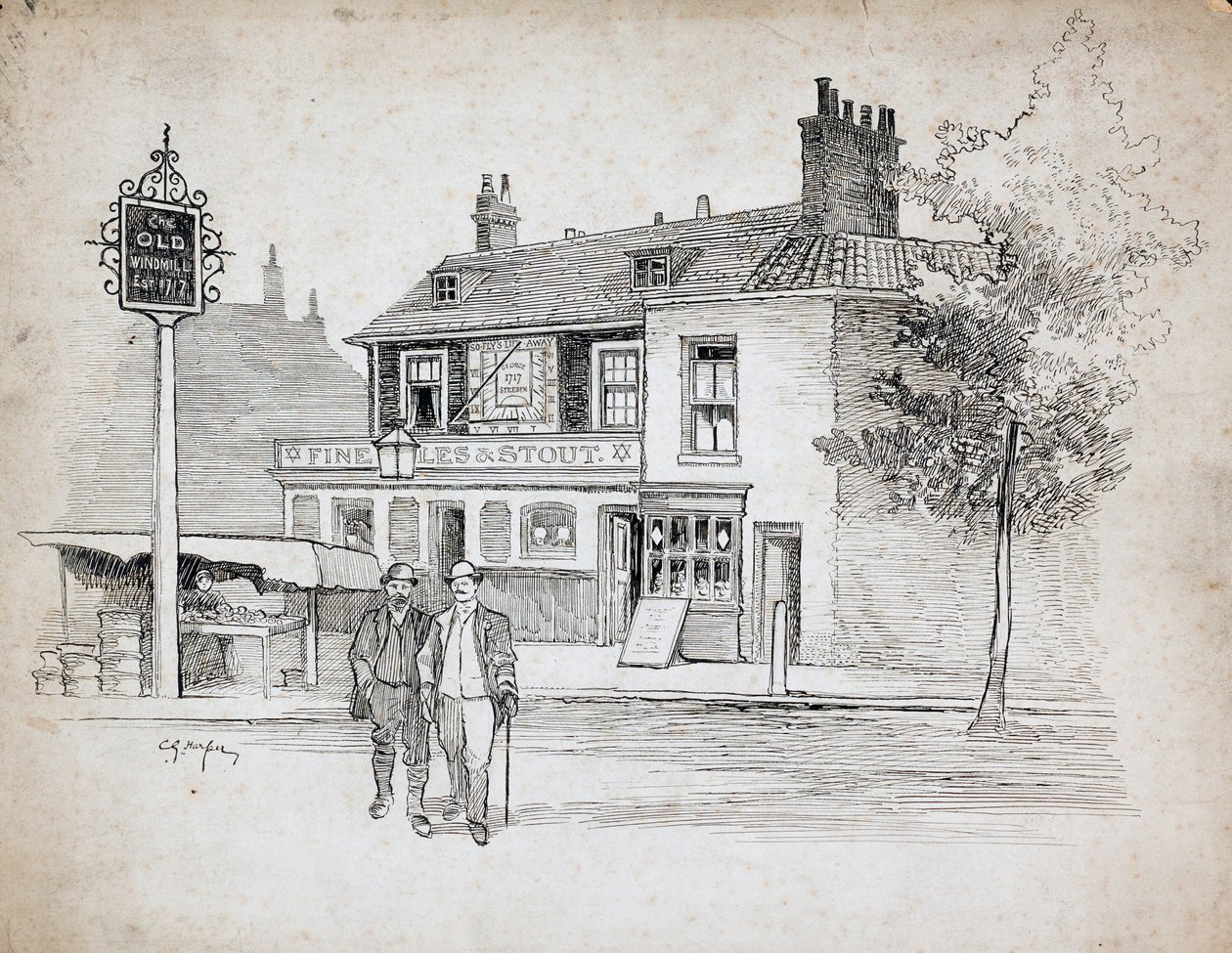 Dom publiczny Old Windmill, 214-214 Chiswick High Road, Turnham Green, Londyn, 1892-1933. autorstwa Charles George Harper