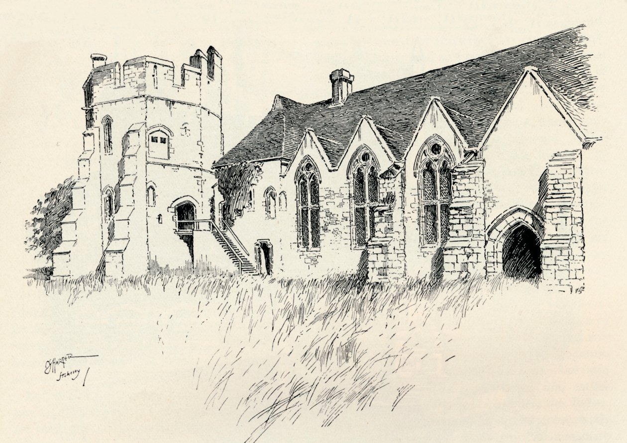 „Zamek Stokesay”, ok. 1893, 1894 r. autorstwa Charles George Harper