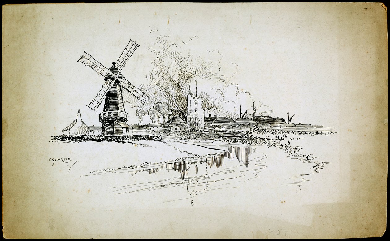 Moinho de vento de Wellington, Barking, polonês da Grande Londres autorstwa Charles George Harper