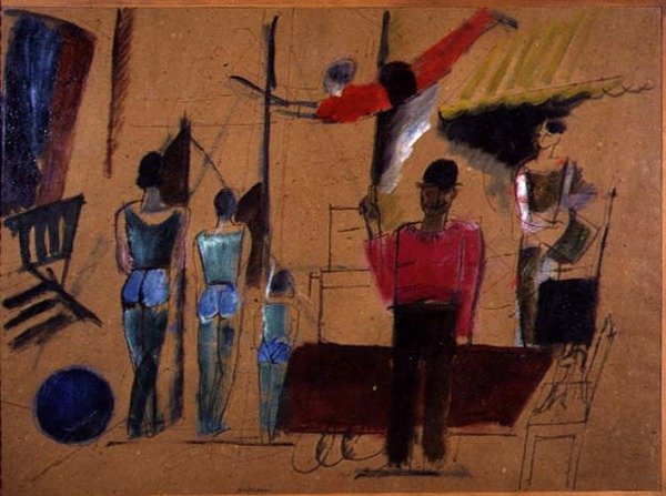 Cyrk (pióro i olej na papierze) autorstwa Charles Georges Dufresne