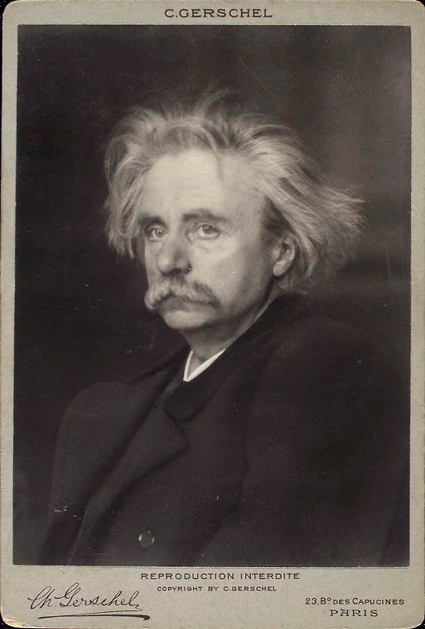 Edvard Grieg, norweski kompozytor i pianista, koniec XIX lub początek XX wieku autorstwa Charles Gerschel