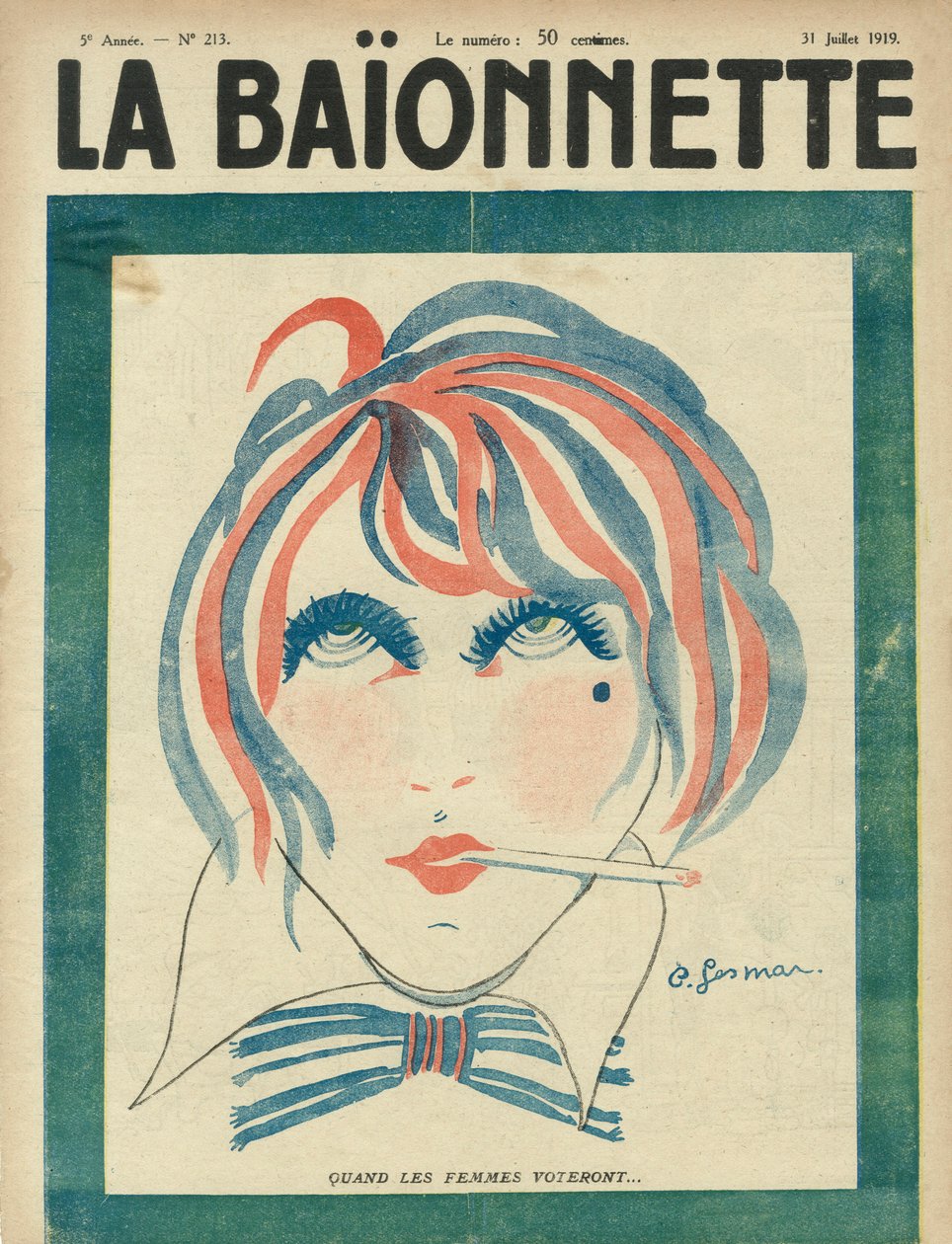 Okładka gazety "La Baionnette" z 31 lipca autorstwa Charles Gesmar