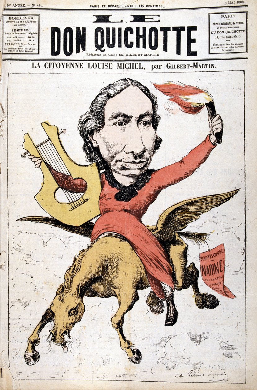 Karykatura La Citoyenne Louise Michel – w „Le Don Kichot”” z 05.05.1882 autorstwa Charles Gilbert Martin
