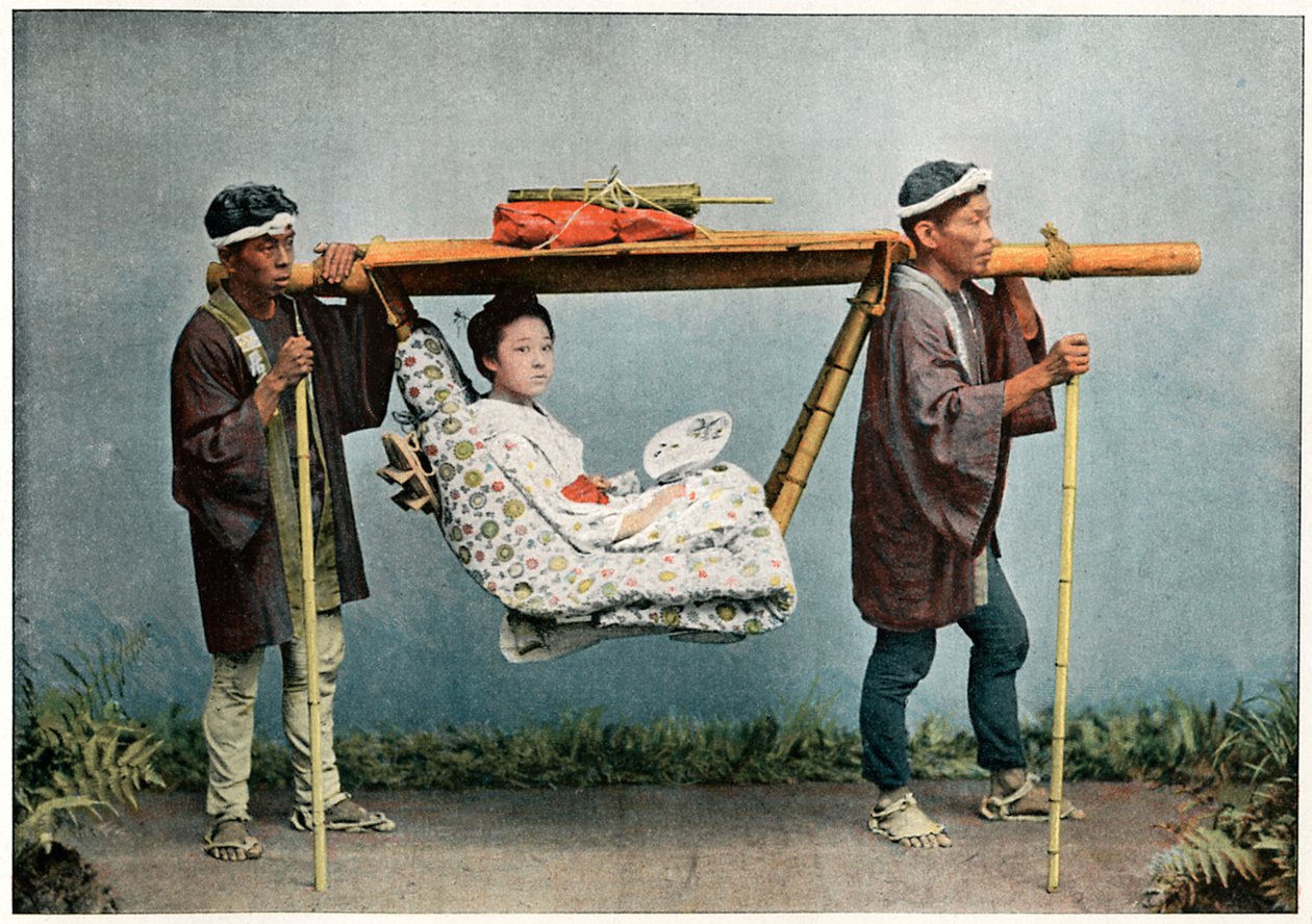 La Kago, Transport Japonii, ok. 1890 r. autorstwa Charles Gillot