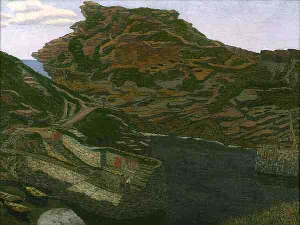 Boscastle Harbour, Kornwalia (olej na płótnie) autorstwa Charles Ginner