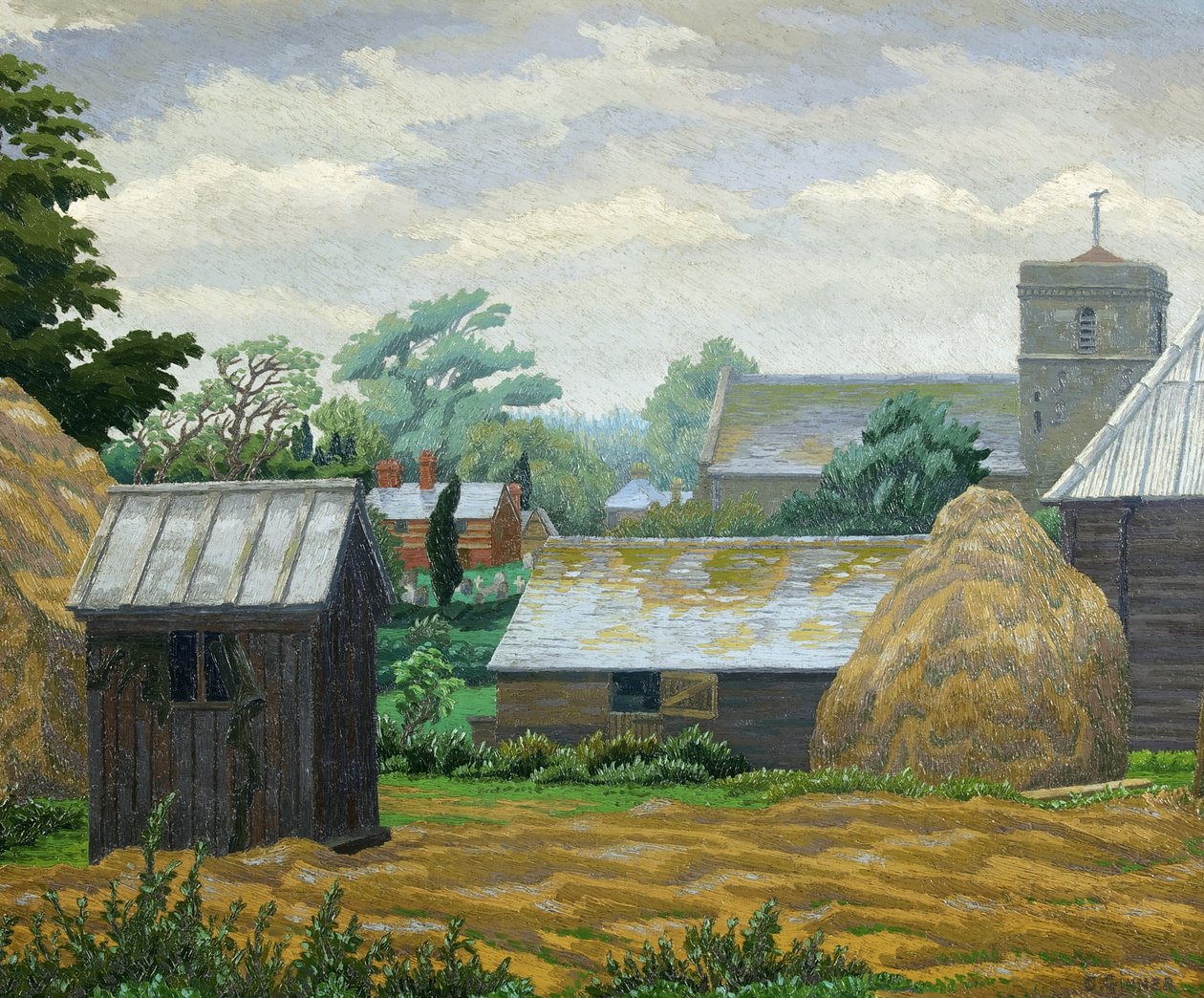 Church Farm, Shipley (olej na płótnie) autorstwa Charles Ginner