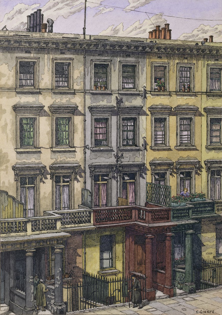 London Terrace (akwarela, pióro i tusz na papierze) autorstwa Charles Ginner