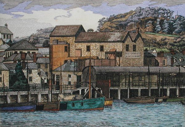 The Harbour, Boscastle, Cornwall, ok. 1919 r. (pióro i tusz oraz akwarela na papierze) autorstwa Charles Ginner