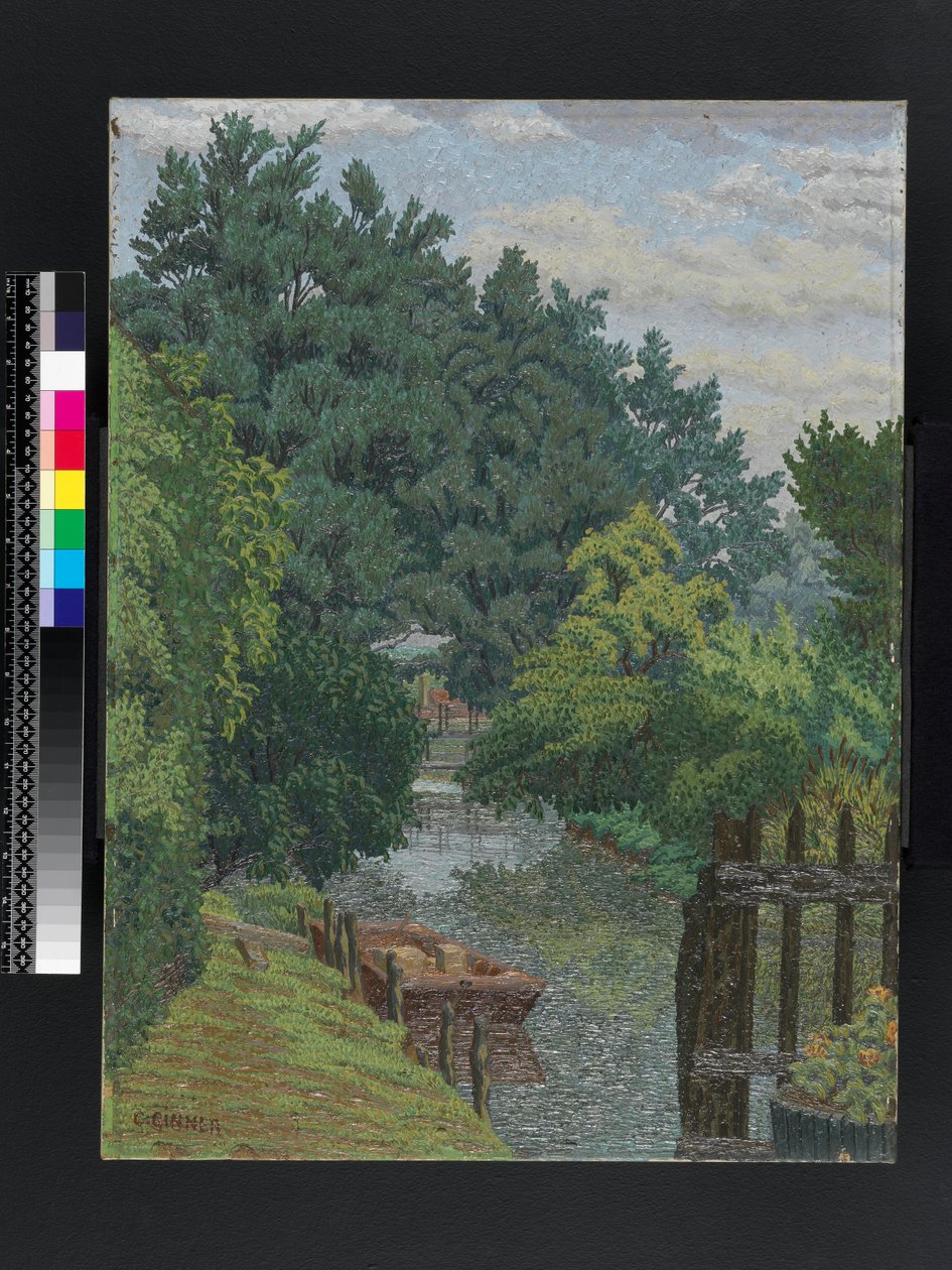 Łódka w strumieniu Mill, ok. 1930 r autorstwa Charles Ginner