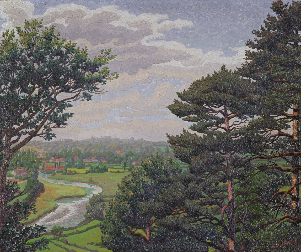 Rzeka Avon, niedaleko Salisbury (olej na płótnie) autorstwa Charles Ginner