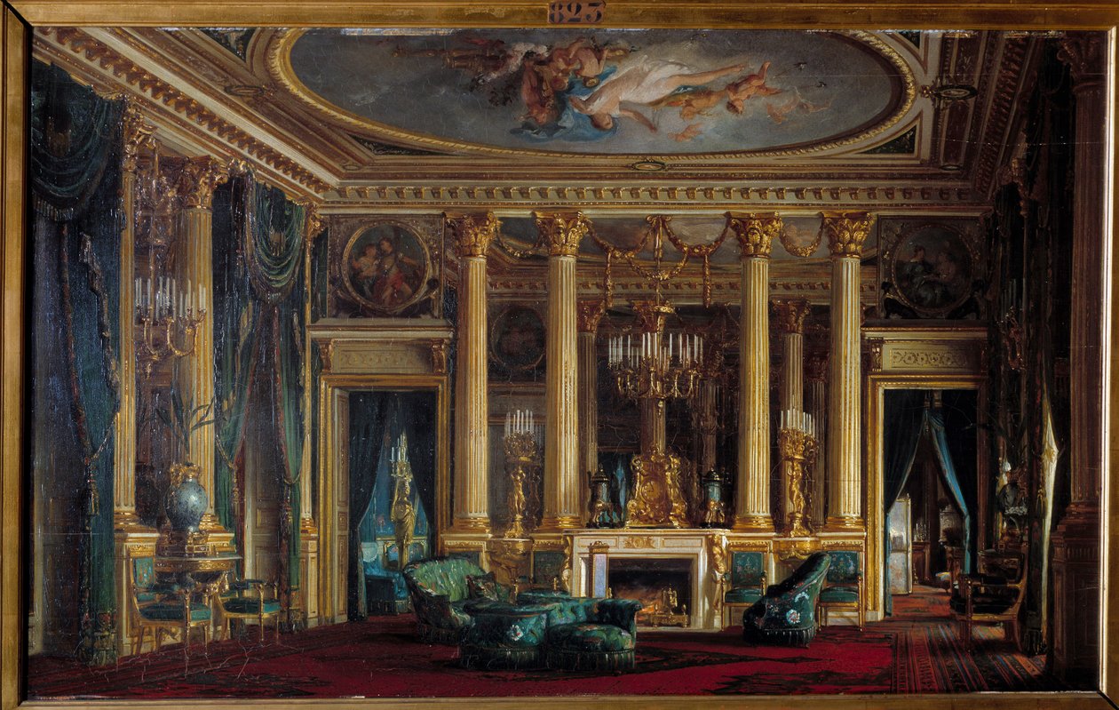 Wnętrze salonu z obrazem Pana i Pani Parent autorstwa Sebastiena Charlesa Girauda (1819-1892) 1866 Compiegne, Musee national du chateau autorstwa Charles Giraud