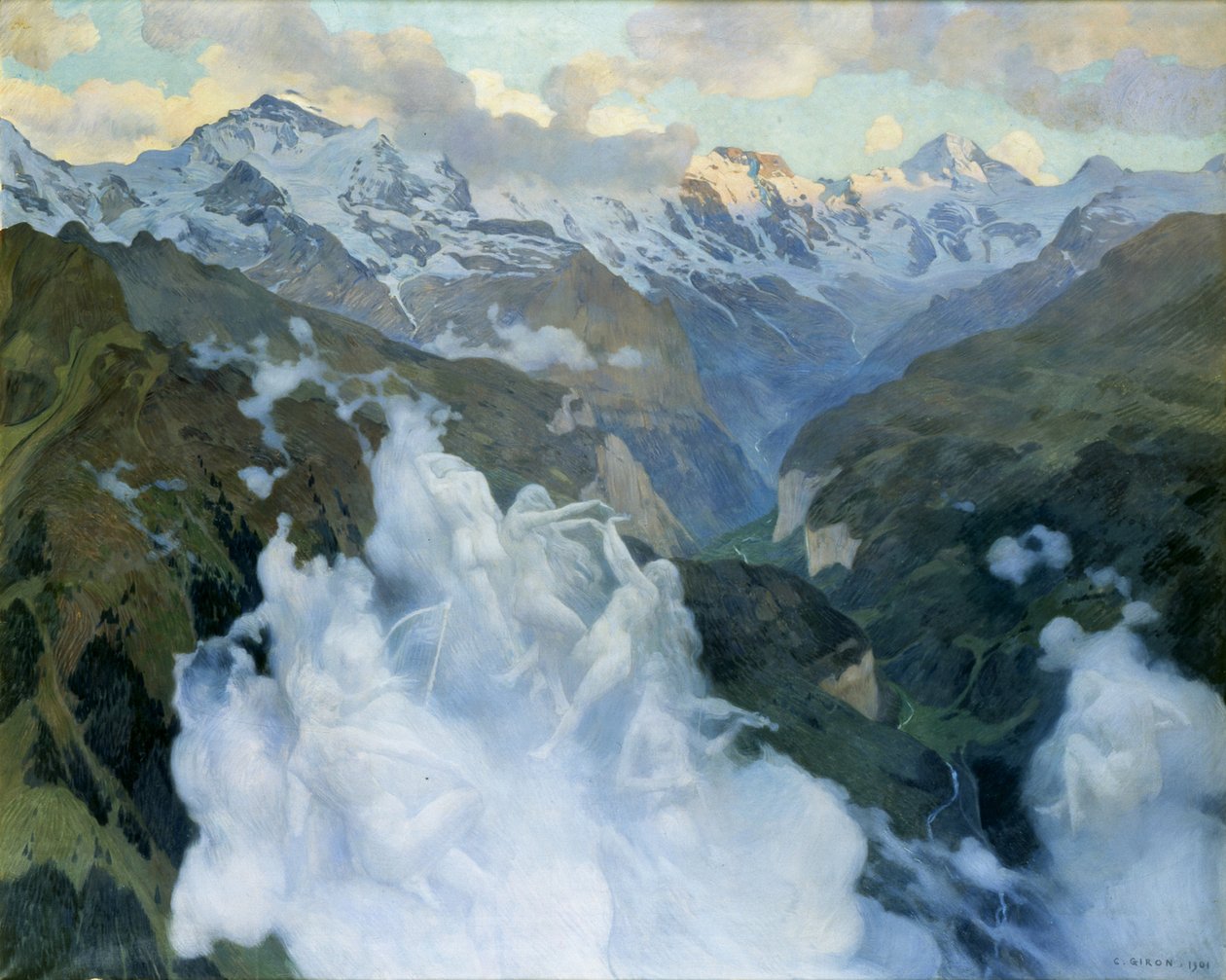 Chmury Dolina Lauterbrunnen, 1901. autorstwa Charles Giron