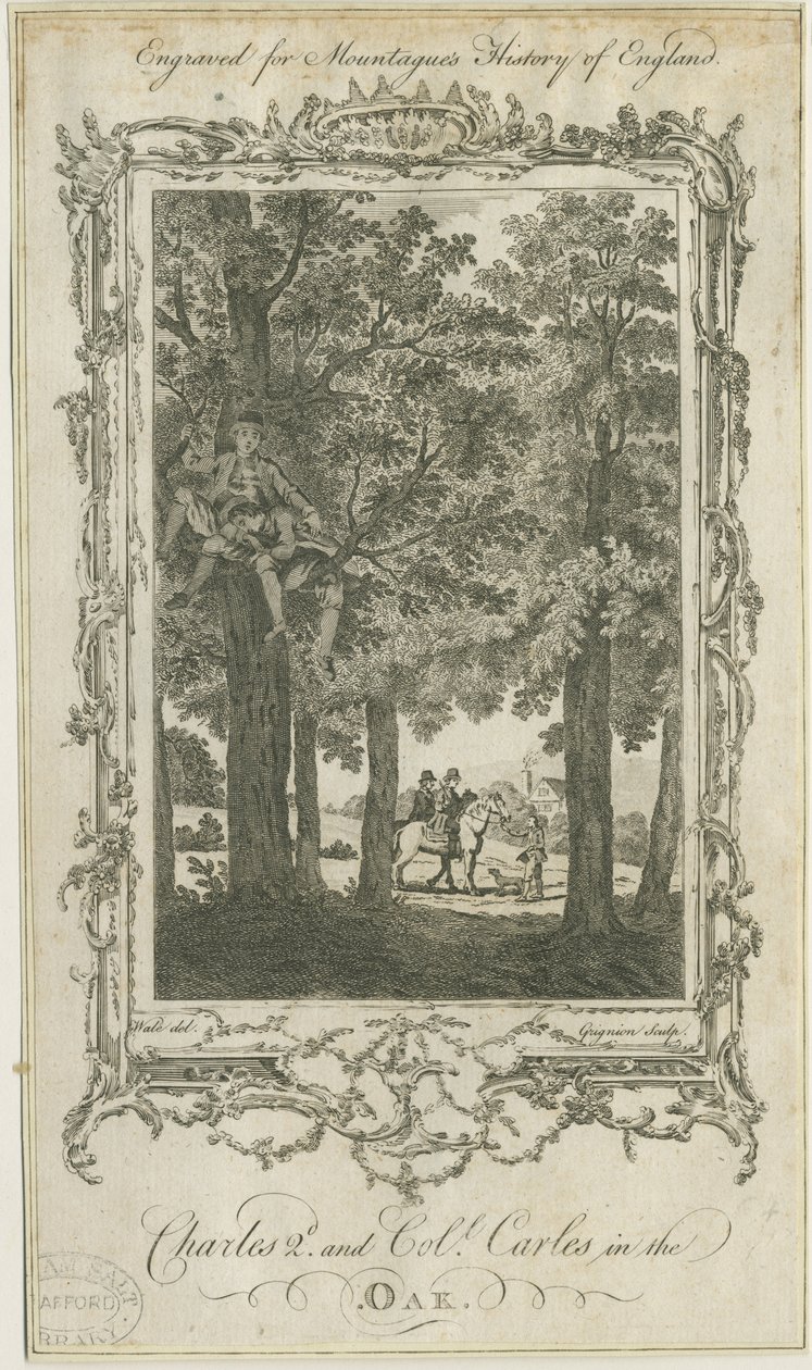 Boscobel - The Royal Oak : grawerowanie i [?XIX wiek] autorstwa Charles Grignion