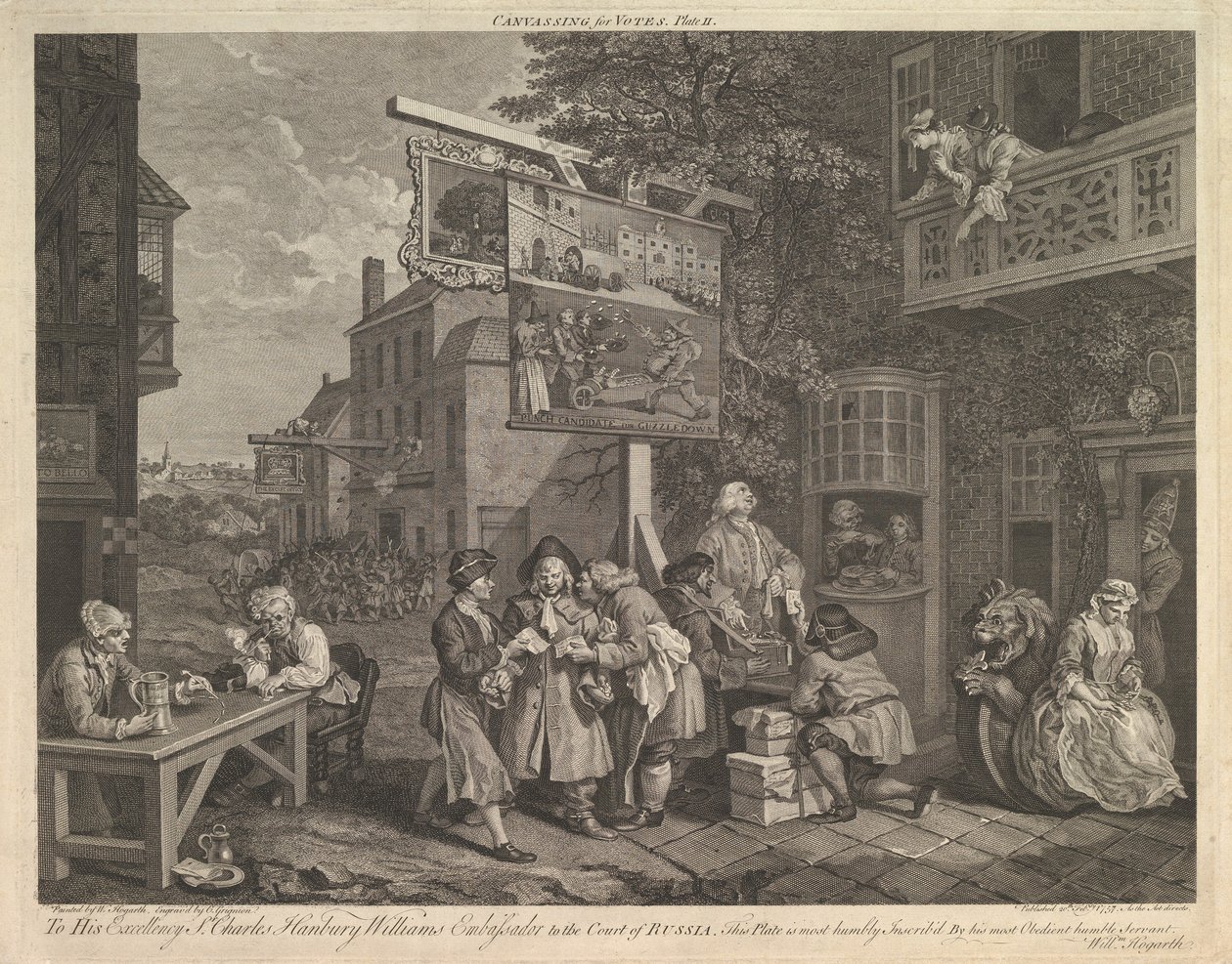 Akwizycja do głosowania, płyta II: Cztery druki wyborcze, 20 lutego 1757. autorstwa Charles Grignion