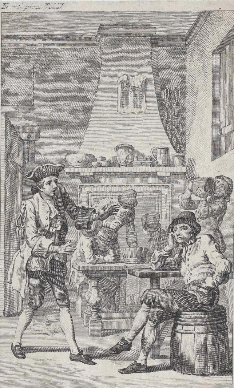 Frontyspis do Roderick Random Tobiasa Smolletta, 1748. autorstwa Charles Grignion