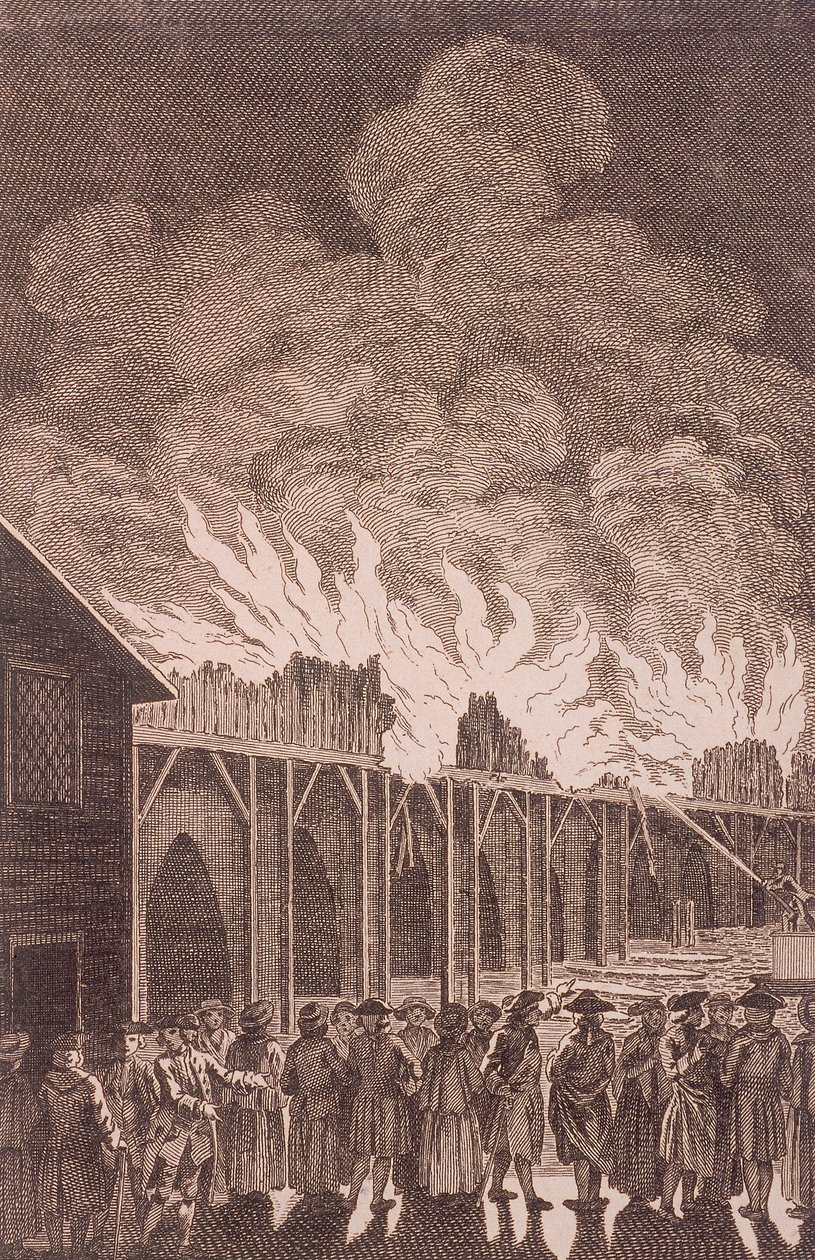 London Bridge stary, Londyn, 1775 autorstwa Charles Grignion