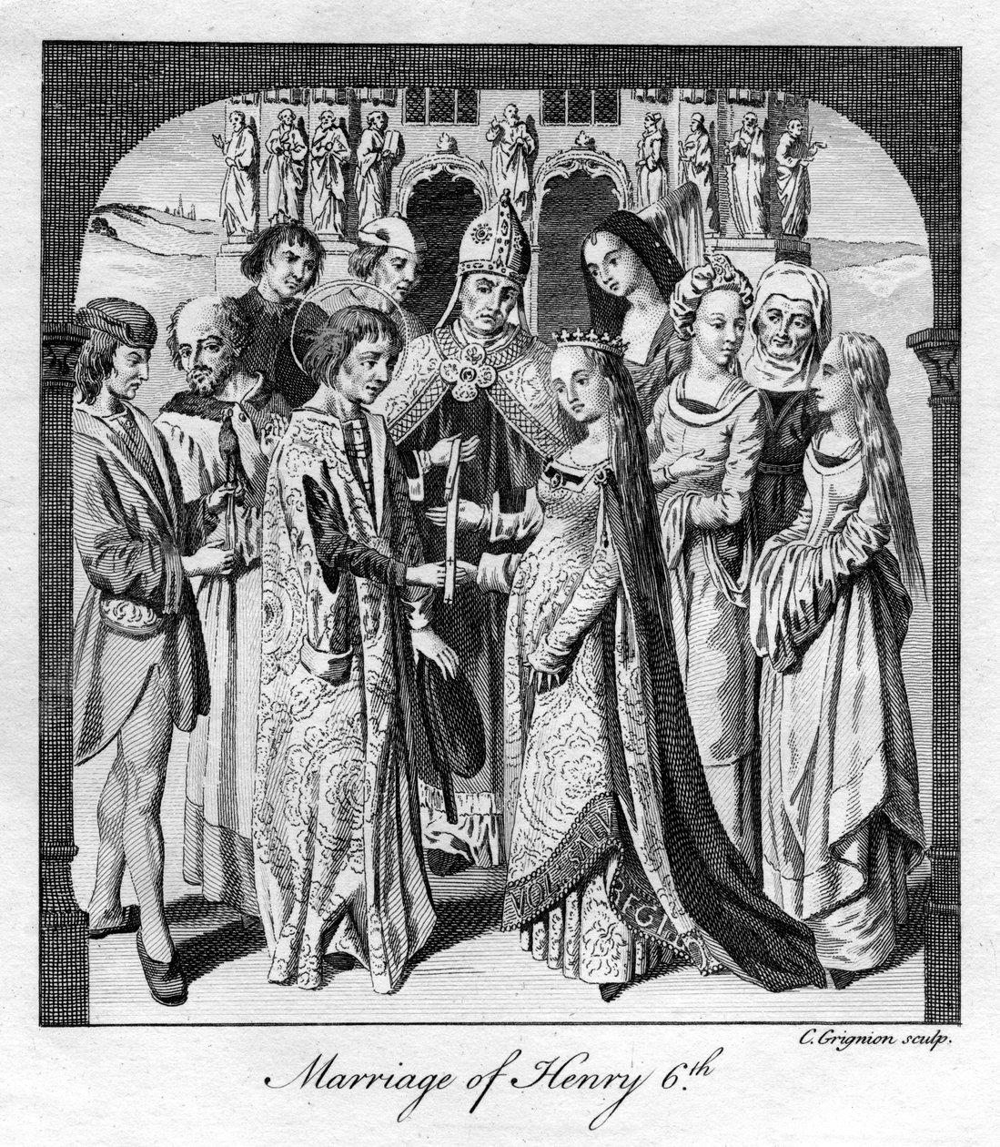 Ślub Henryka VI, 1445, XVIII wiek. autorstwa Charles Grignion