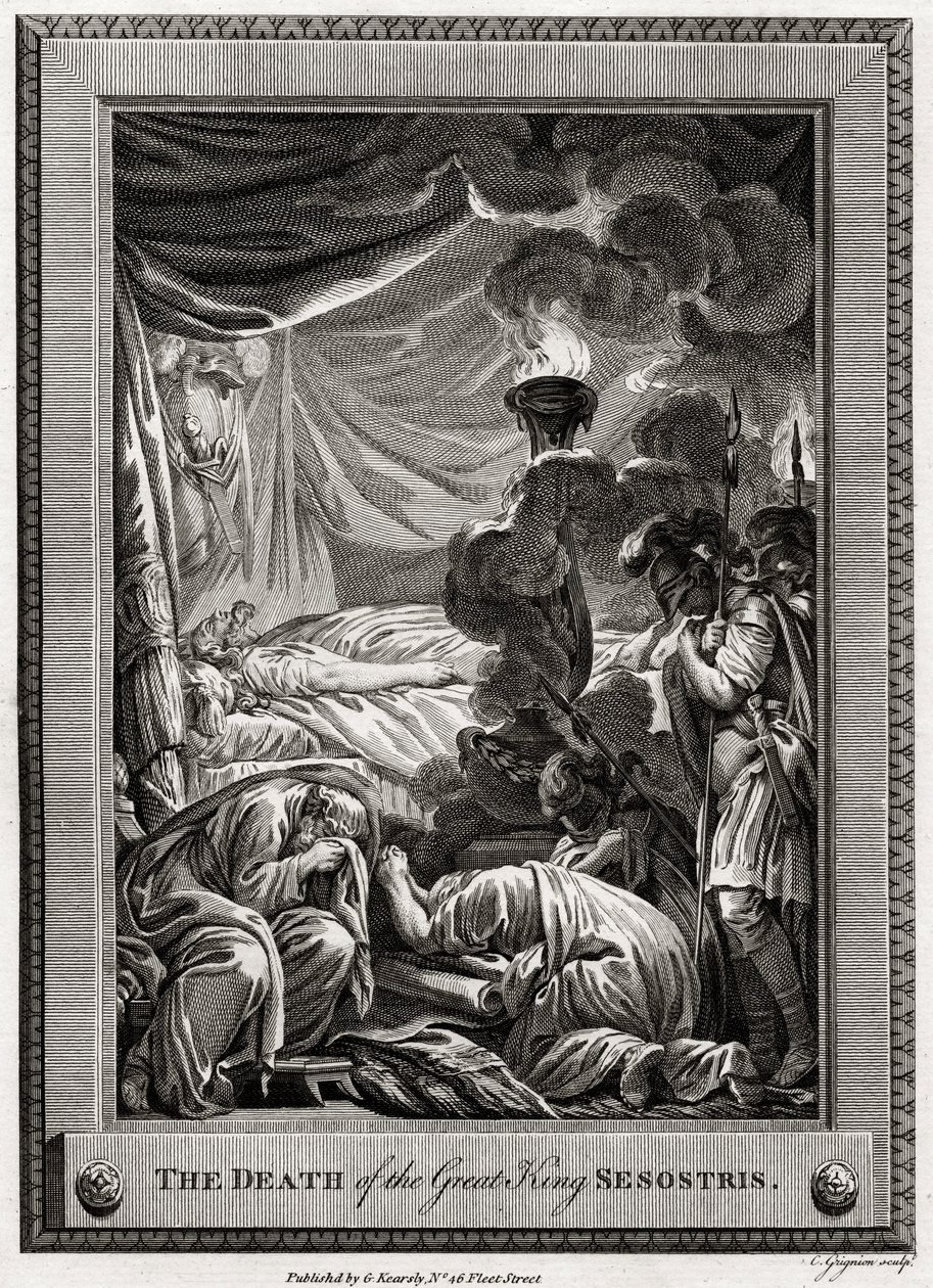 Śmierć Wielkiego Króla Sesostrisa, starożytny Egipt, 1775 autorstwa Charles Grignion