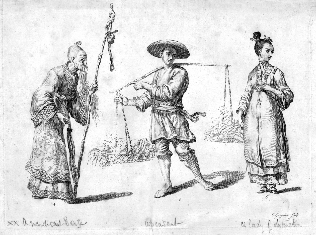 Trzy chińskie postacie, XVIII wiek autorstwa Charles Grignion