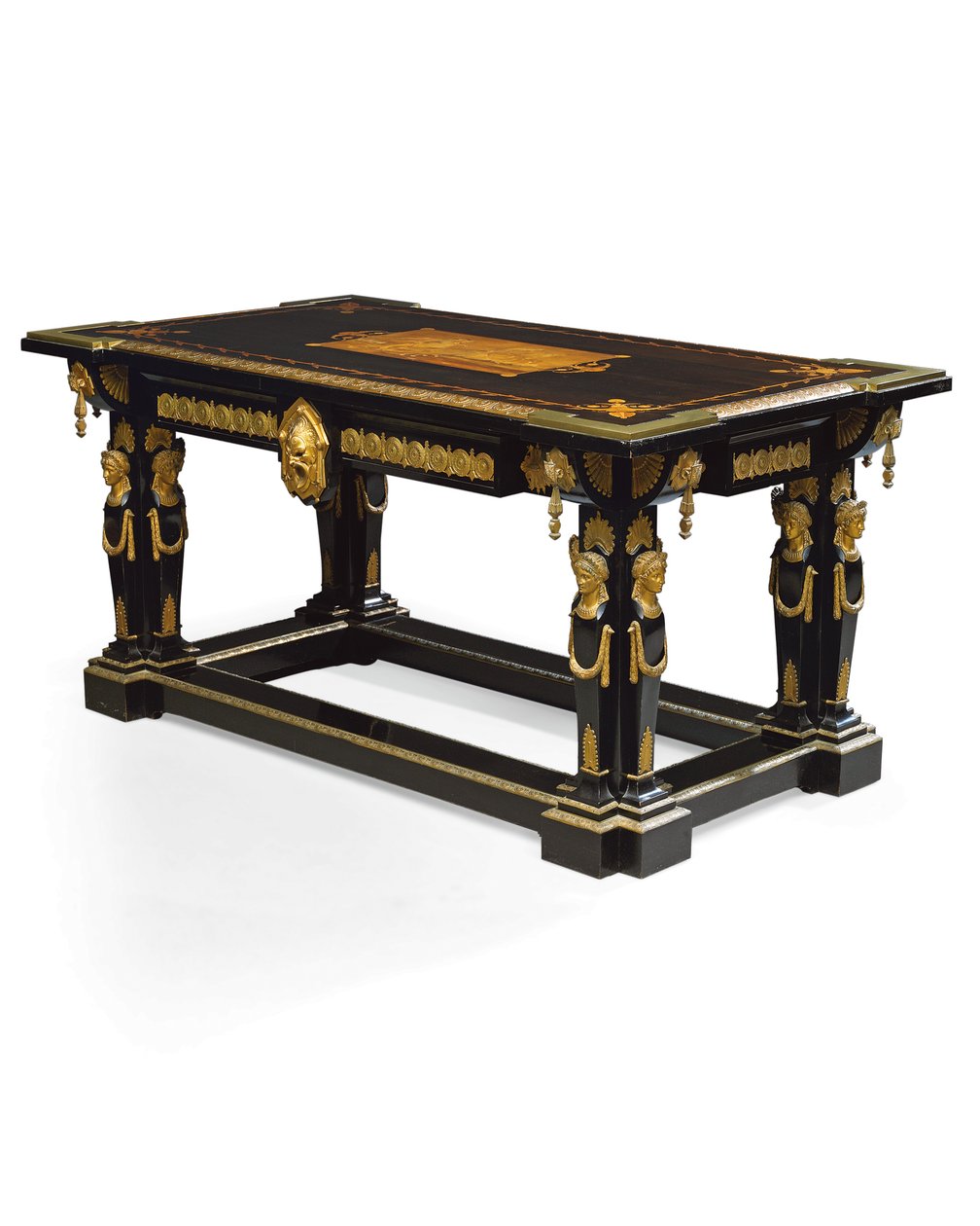 Stół Napoleona III, proj. Jean Brandely, intarsja E. Varlot, Paryż, ok. 1850-75 (ormolu, złocona miedź, heban i jawor) autorstwa Charles Guillaume Diehl
