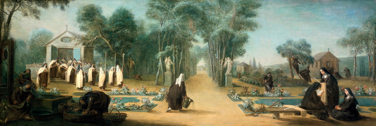 „Karmelitanki w ogrodzie”, XVIII wiek. autorstwa Charles Guillot