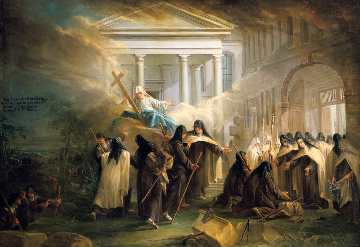 „Przybycie sióstr karmelitanek z Brukseli”, połowa XVIII wieku” autorstwa Charles Guillot