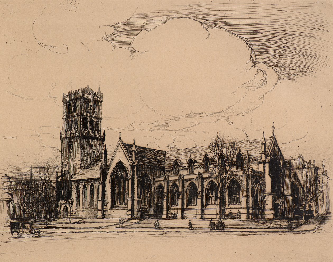 Kościoły miejskie, Dundee (akwaforta) autorstwa Charles Gustav Louis Phillips