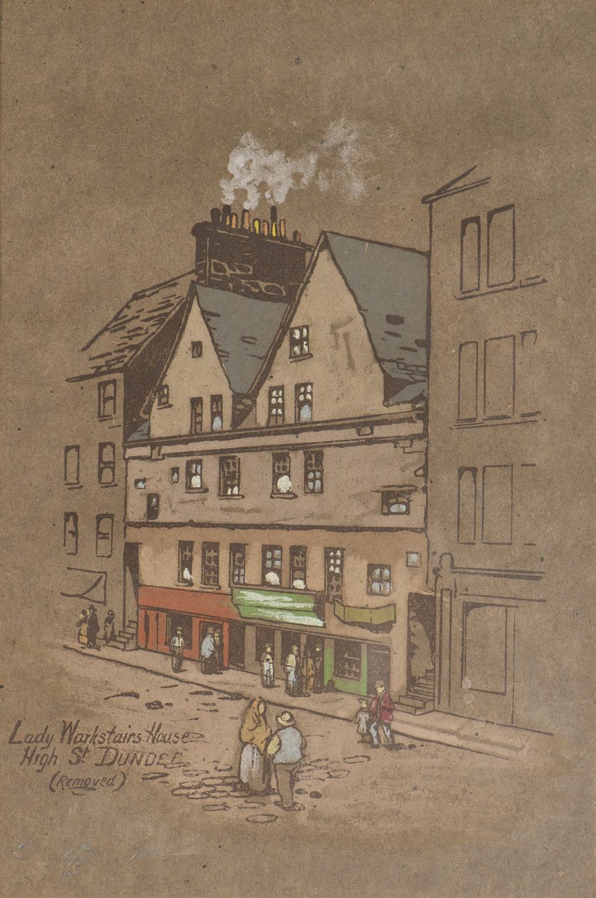 Dom Lady Warkstair, High Street, Dundee (ręcznie barwiony nadruk) autorstwa Charles Gustav Louis Phillips