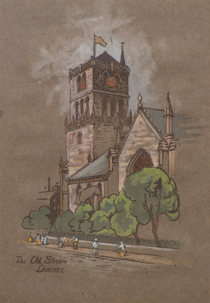Stara Wieża, Dundee (ręcznie barwiony nadruk) autorstwa Charles Gustav Louis Phillips