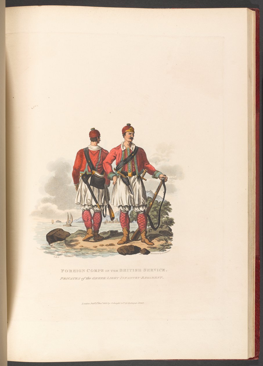 „Korpus zagraniczny w służbie brytyjskiej. Szeregowcy greckiego pułku piechoty lekkiej” autorstwa Charles Hamilton (after) Smith