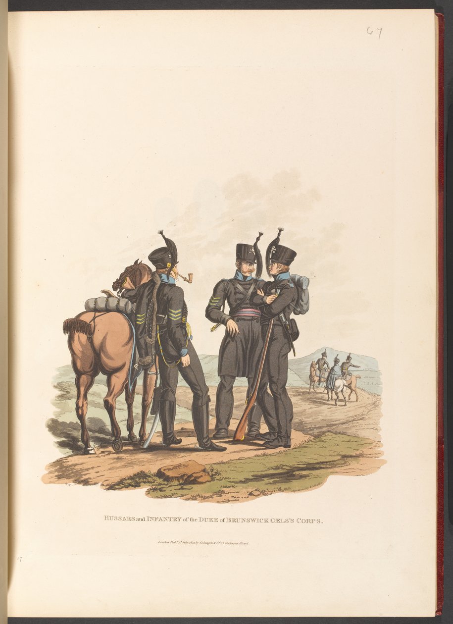 „Huzarzy i piechota Korpusu Księcia Brunszwiku Oels” autorstwa Charles Hamilton (after) Smith