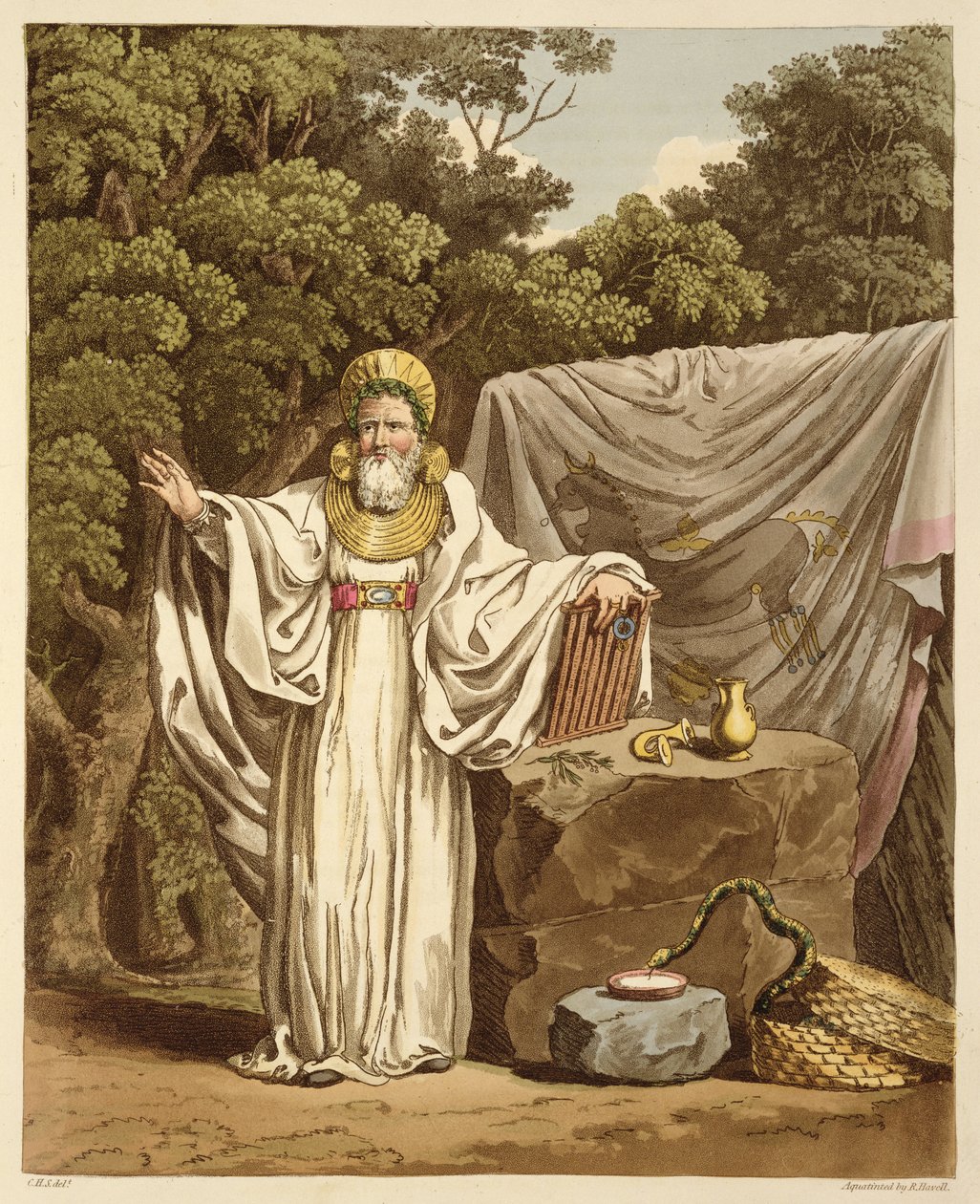 Arcydruid w habitacie sędziowskim, wyryty przez Roberta Havella (1769-1832) 1815 (akwatinta) autorstwa Charles Hamilton Smith