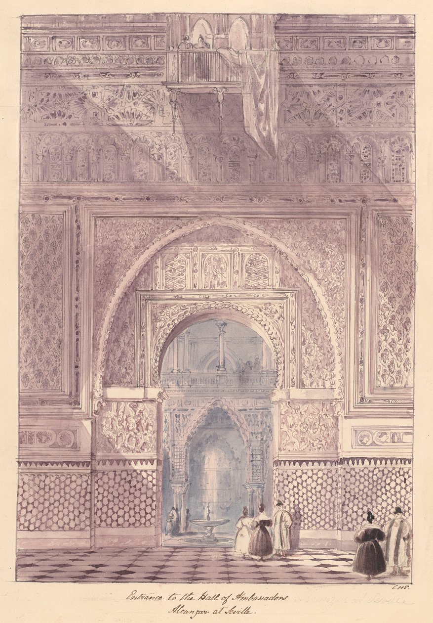 Wejście do Sali Ambasadorów, Alcazar w Sewilli autorstwa Charles Hamilton Smith