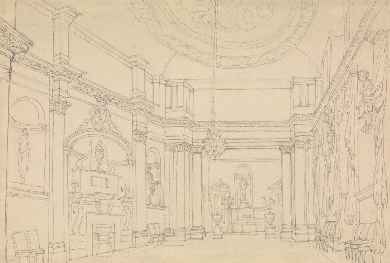 Hall, Easton Neston, Northants autorstwa Charles Hamilton Smith